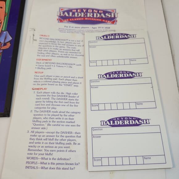 Beyond Balderdash The Classic Bluffing Game 1997 Parker Brothers USA Game Night - Picture 6 of 13